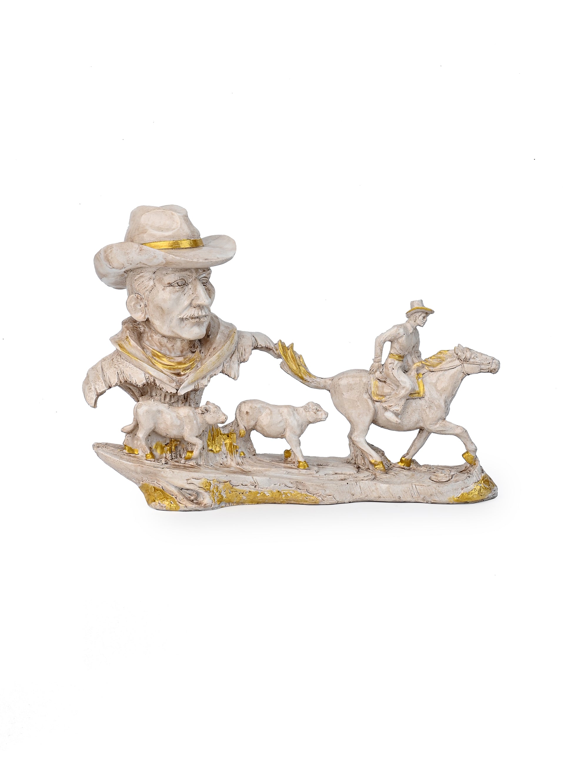 Unique Western Charm - Cowboy with Horse Resin Figurine Home Decor