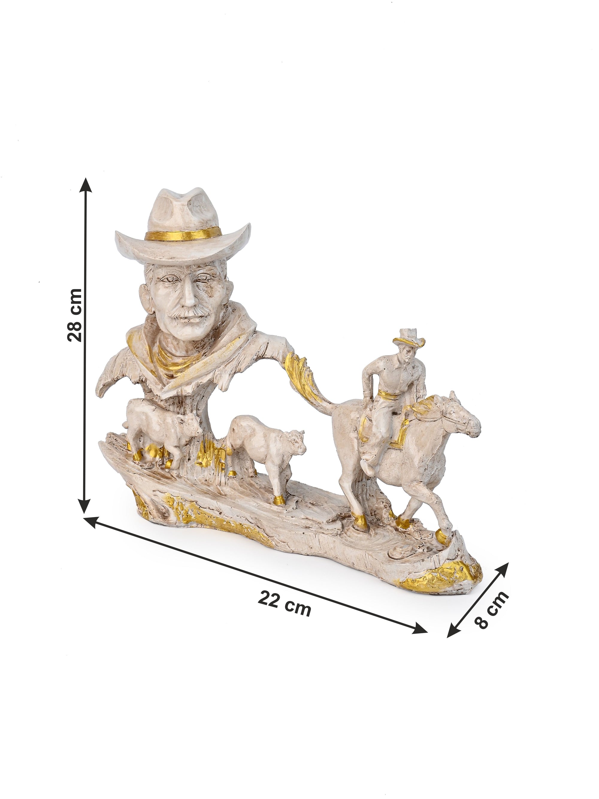 Unique Western Charm - Cowboy with Horse Resin Figurine Home Decor