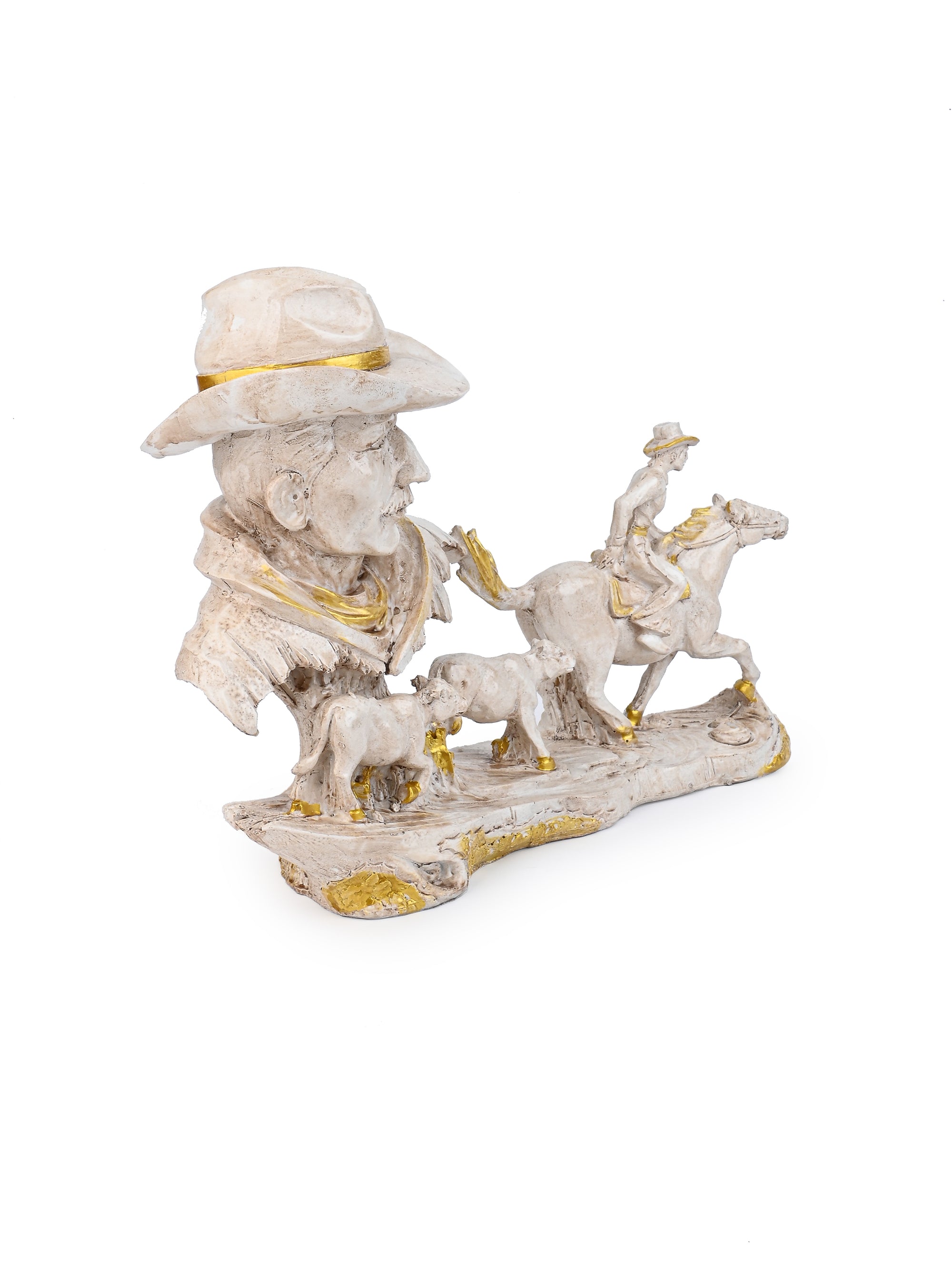 Unique Western Charm - Cowboy with Horse Resin Figurine Home Decor