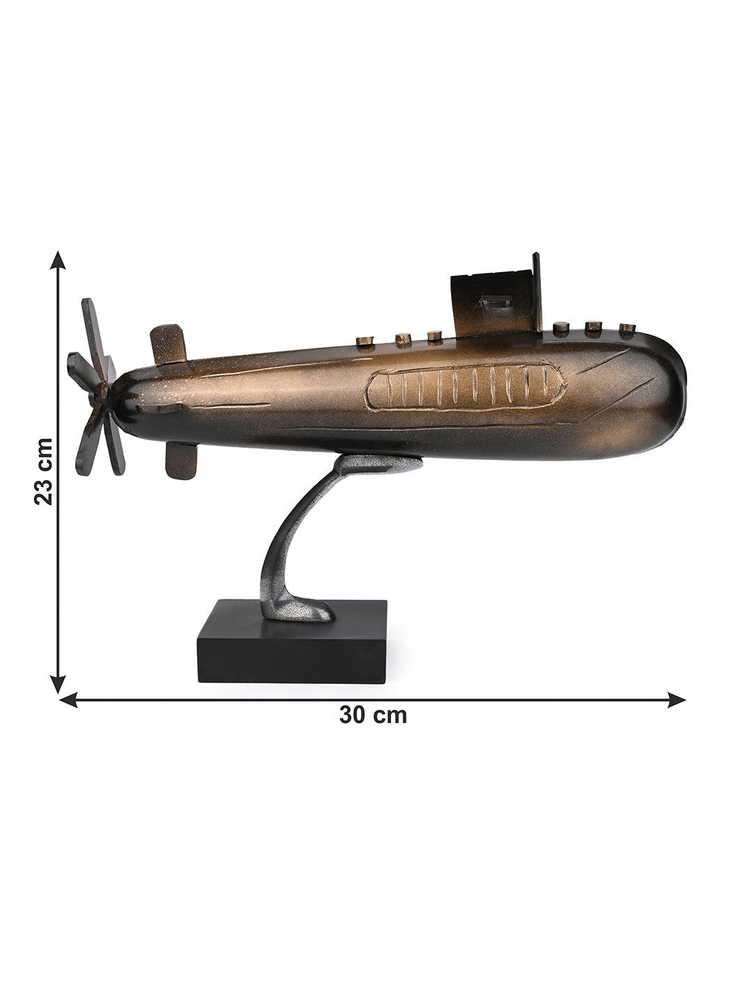 Antique gold submarine home office table decor - 12 inches length