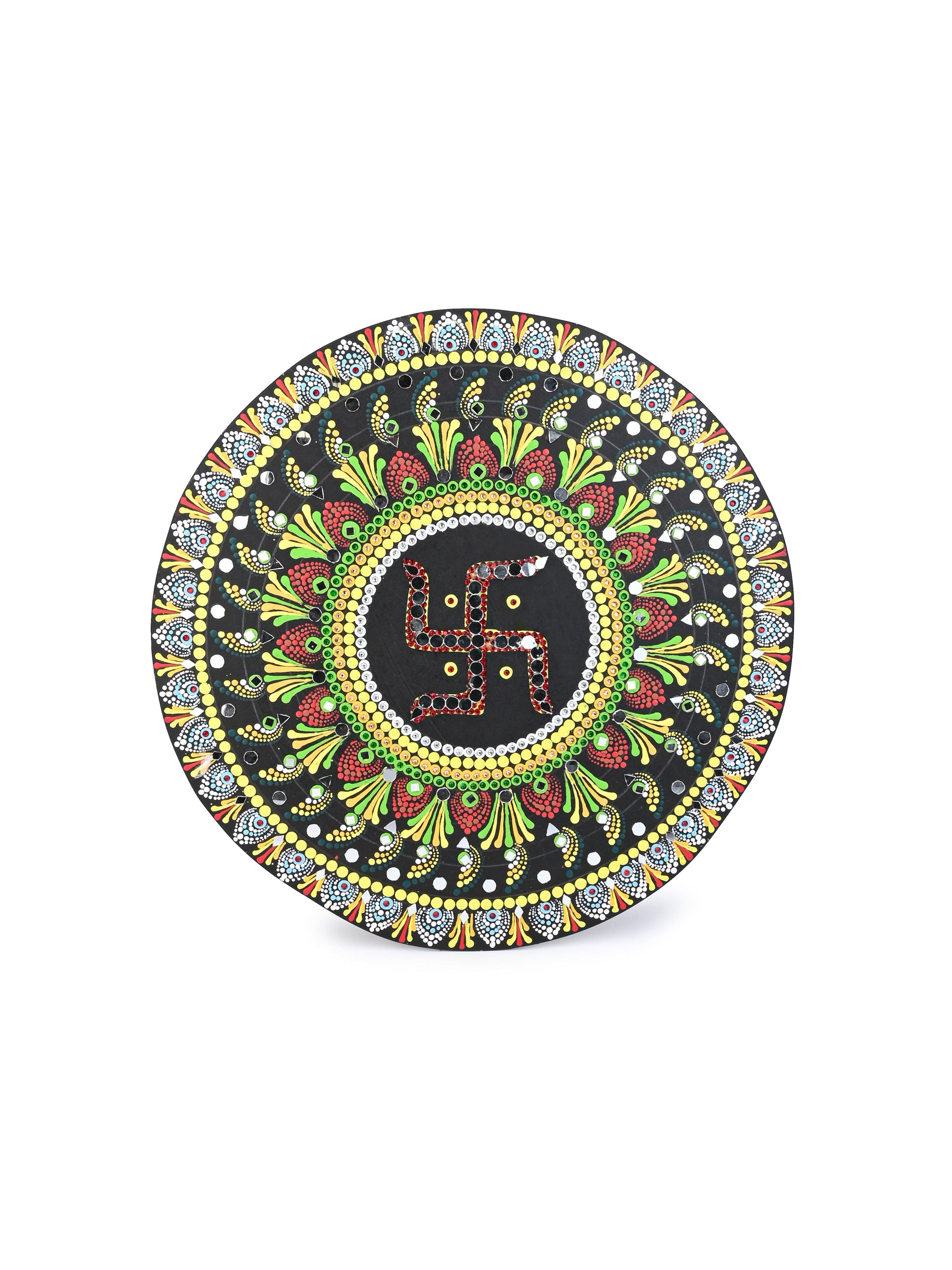 Exclusively Hand Painted Swastik Design Mandala Wall art - 15 inches