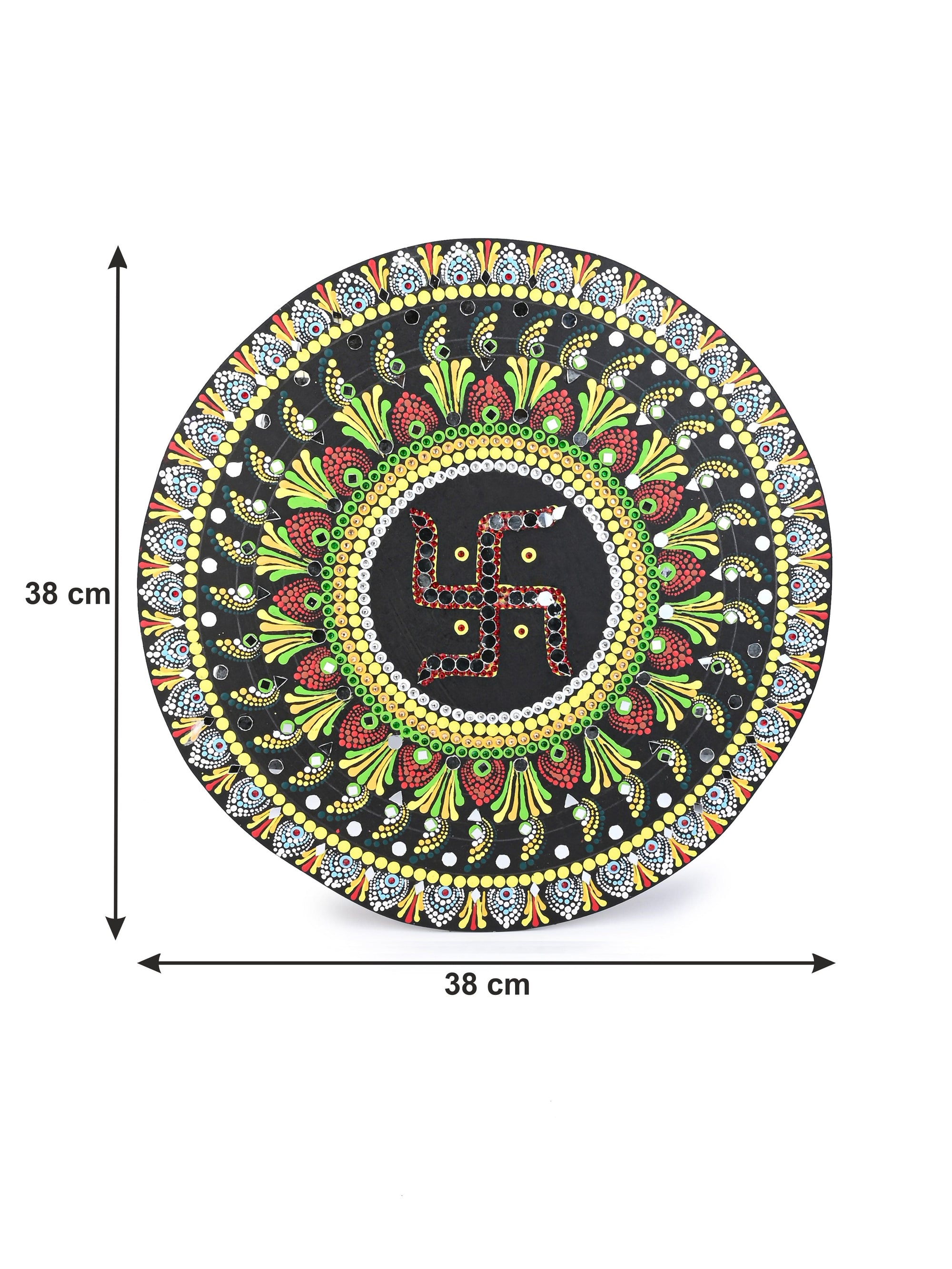 Exclusively Hand Painted Swastik Design Mandala Wall art - 15 inches