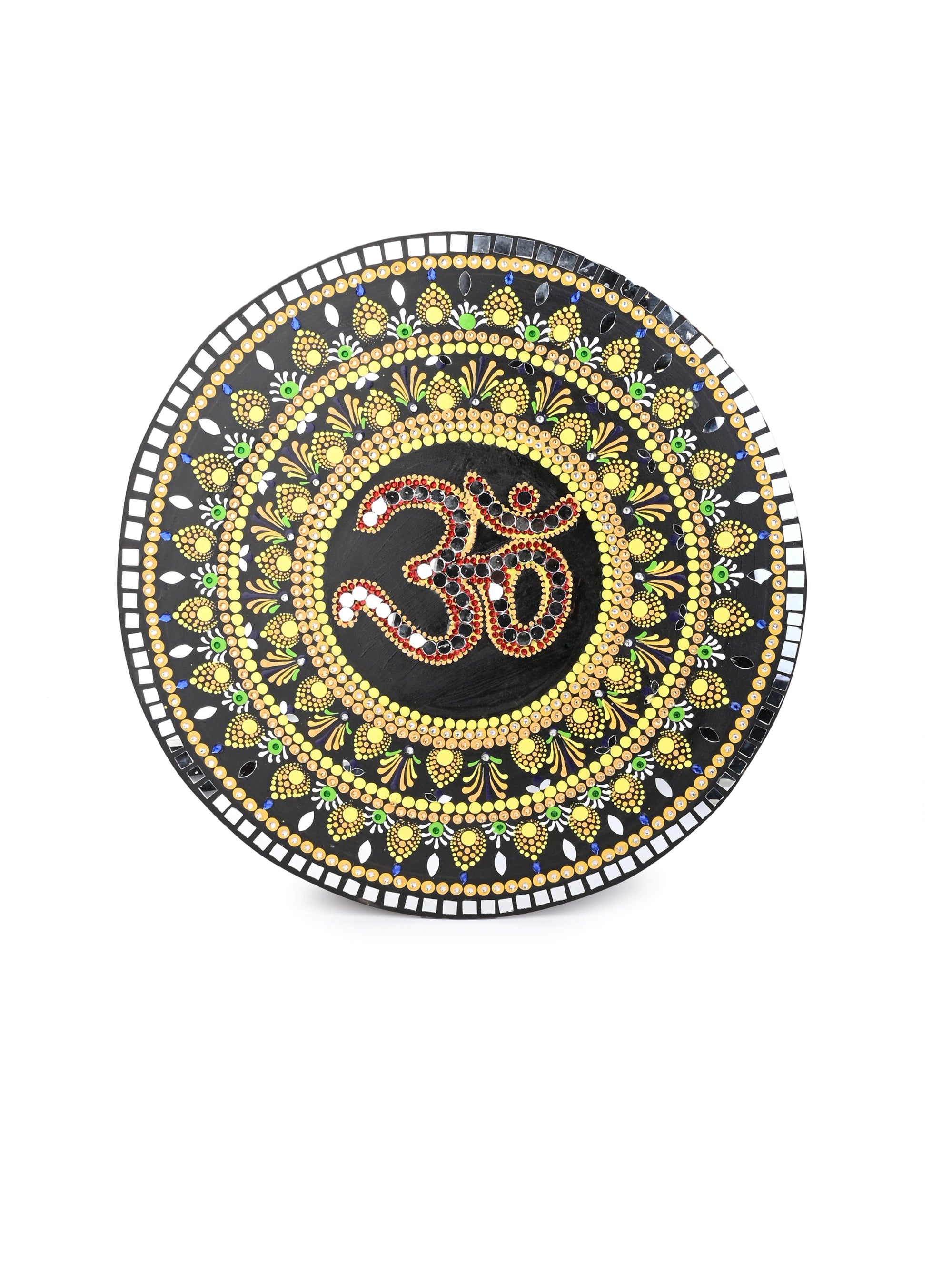 Exclusively Hand Painted Hindu Om Design Mandala art Wall decor - 15 inches