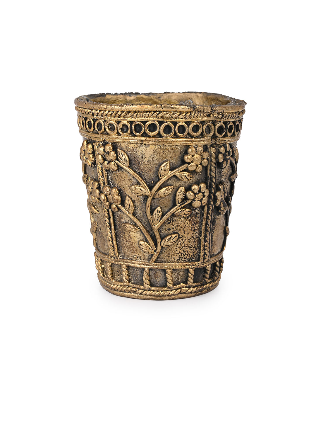 Dokra crafted small tumbler / shot glass for home office decor - 3 inches