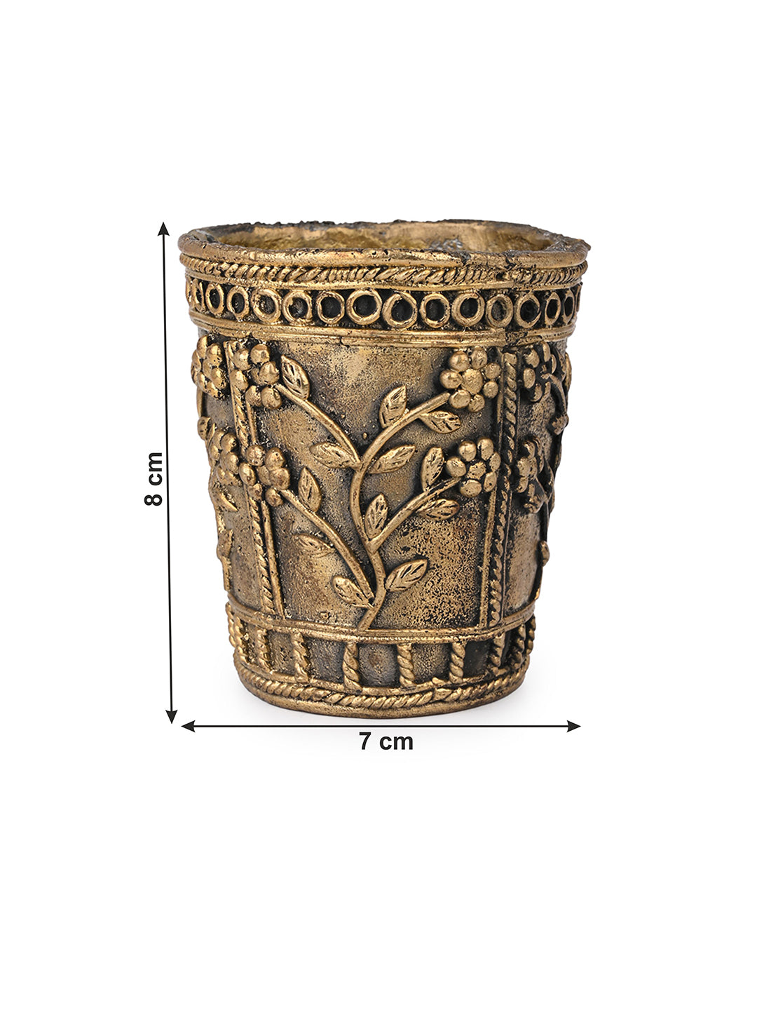 Dokra crafted small tumbler / shot glass for home office decor - 3 inches