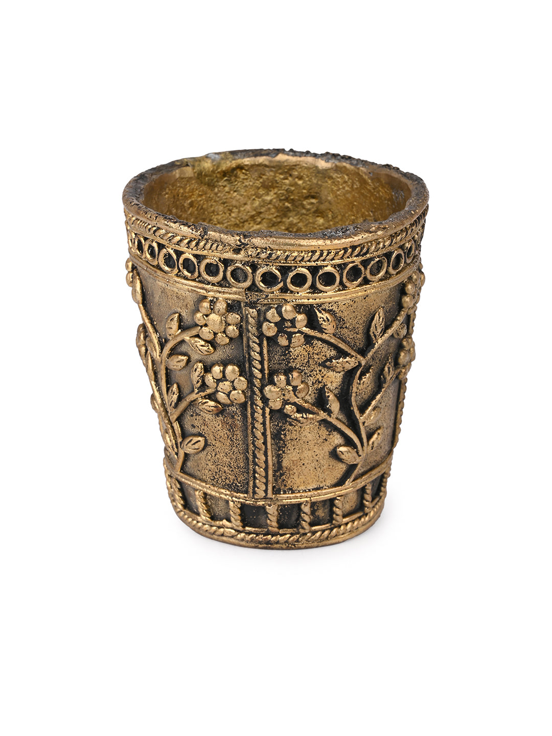 Dokra crafted small tumbler / shot glass for home office decor - 3 inches