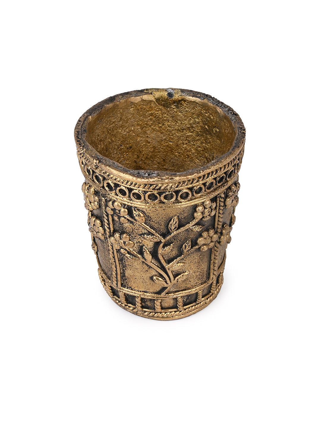 Dokra crafted small tumbler / shot glass for home office decor - 3 inches