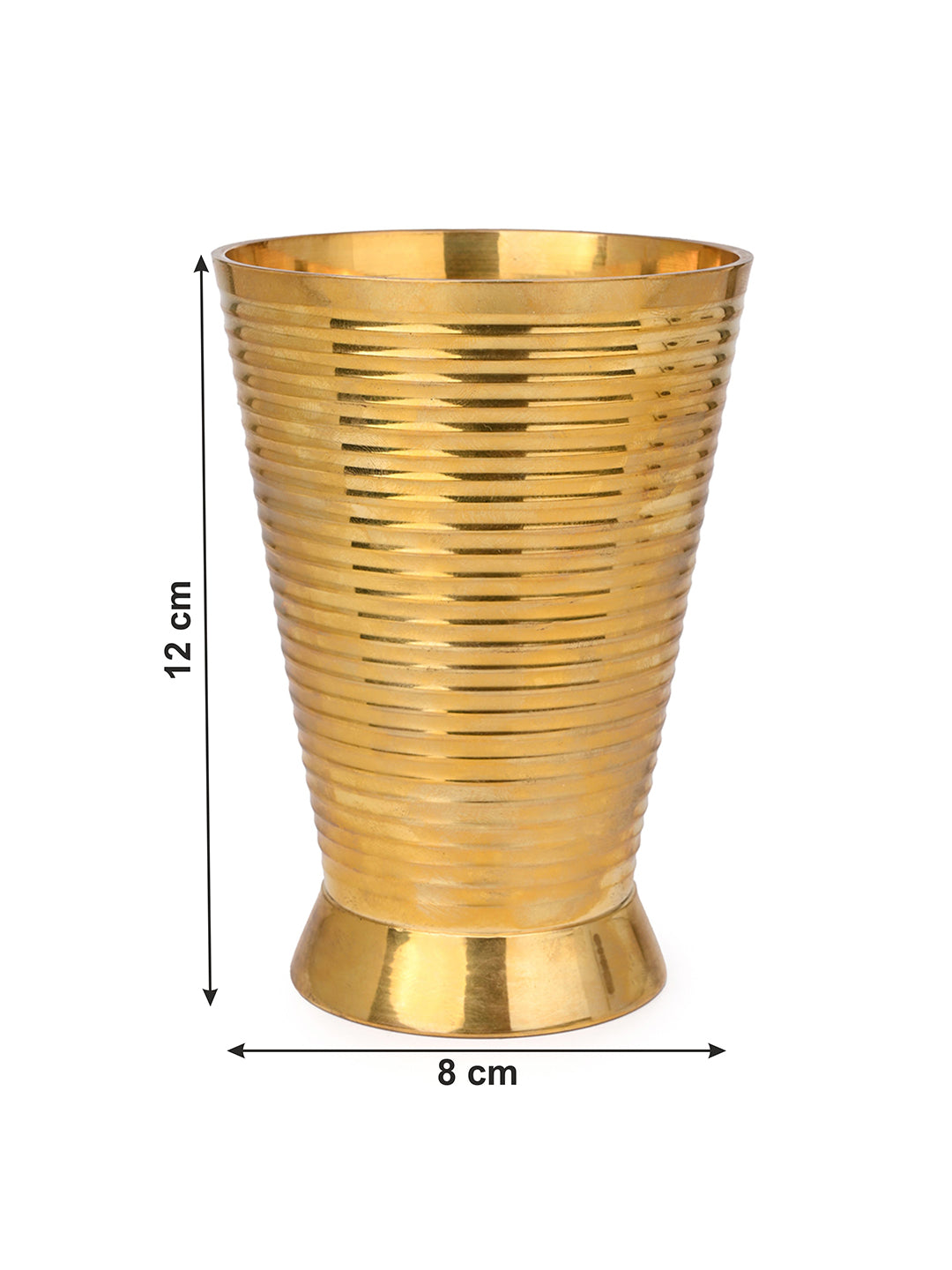 Brass crafted stylish tumbler with grooves for easy handling - 5 inches
