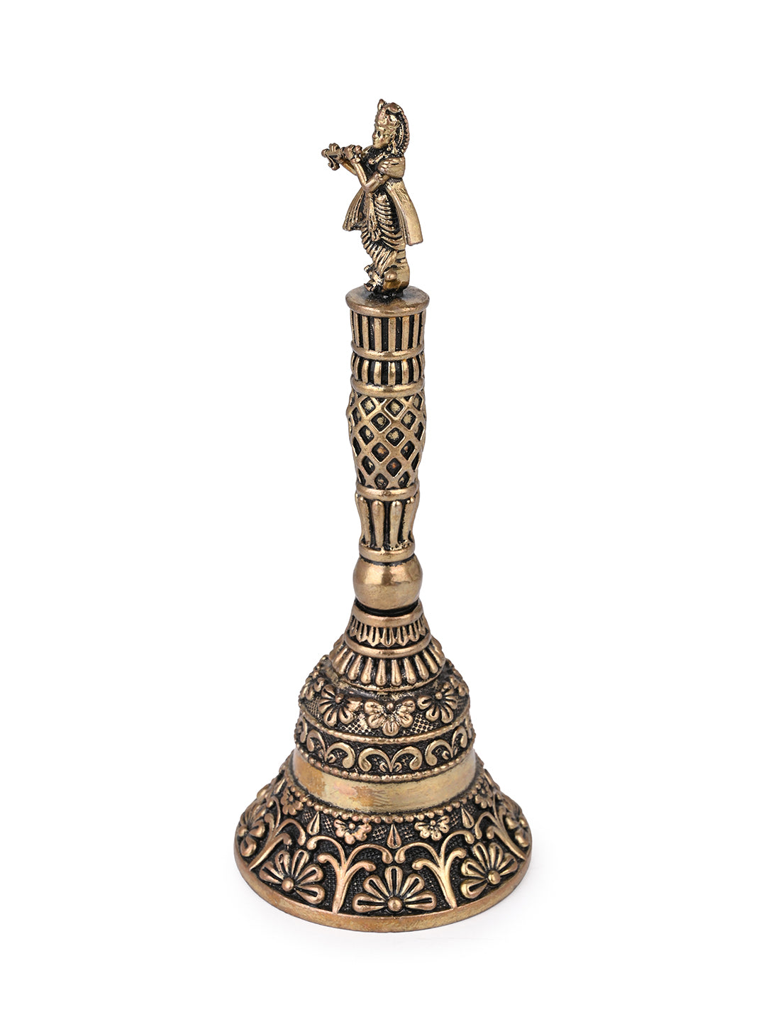 Beautiful brass creation of lord krishna puja bell - 5 inches