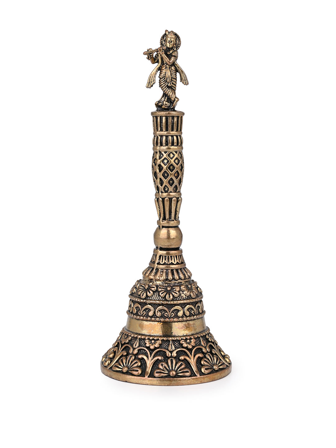 Beautiful brass creation of lord krishna puja bell - 5 inches