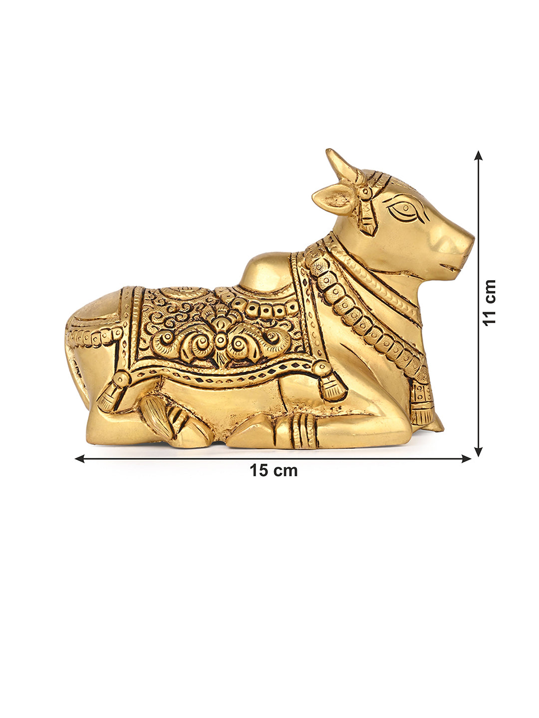 Brass crafted sitting nandi for home office puja room - 6 inches