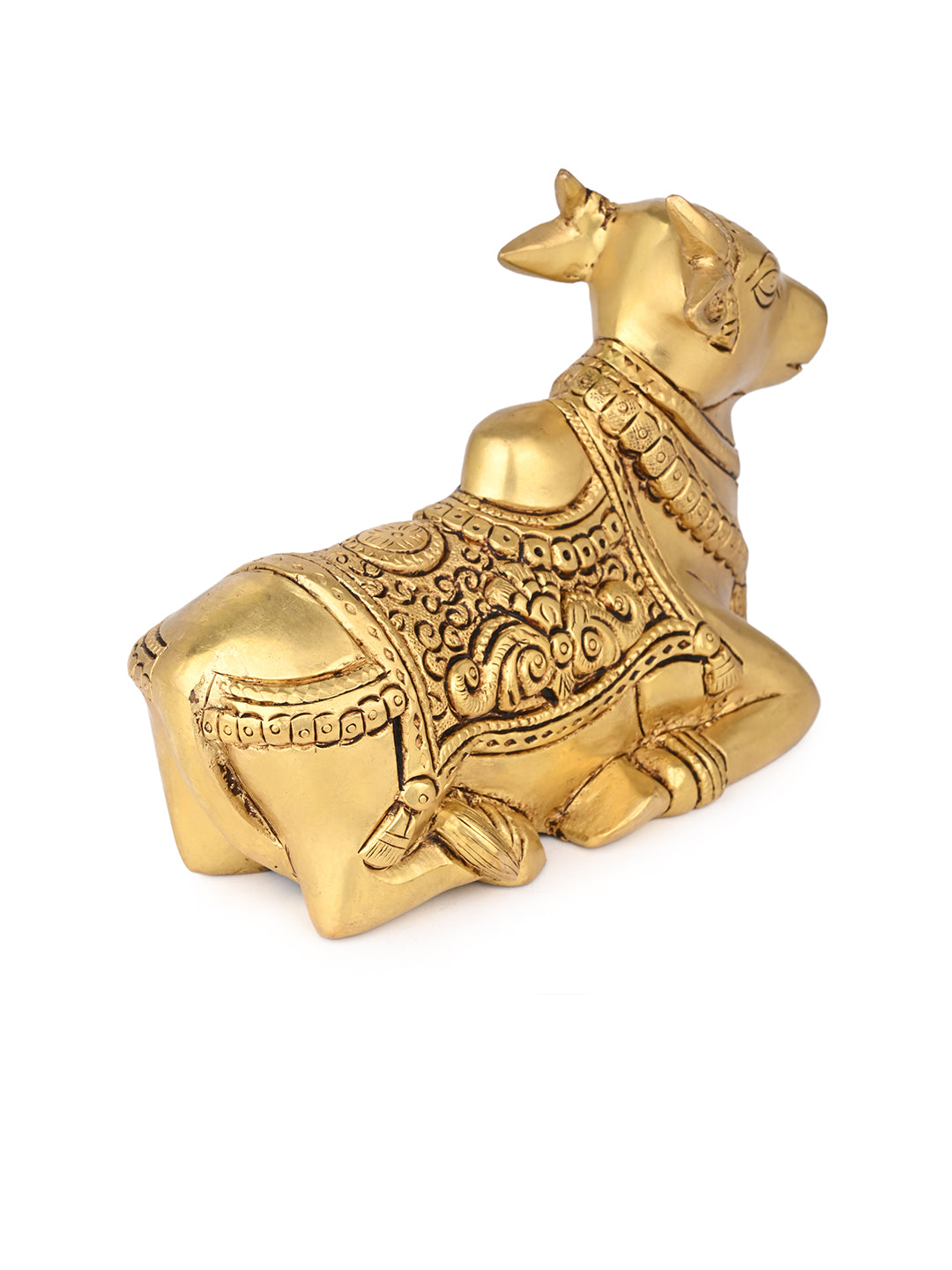 Brass crafted sitting nandi for home office puja room - 6 inches