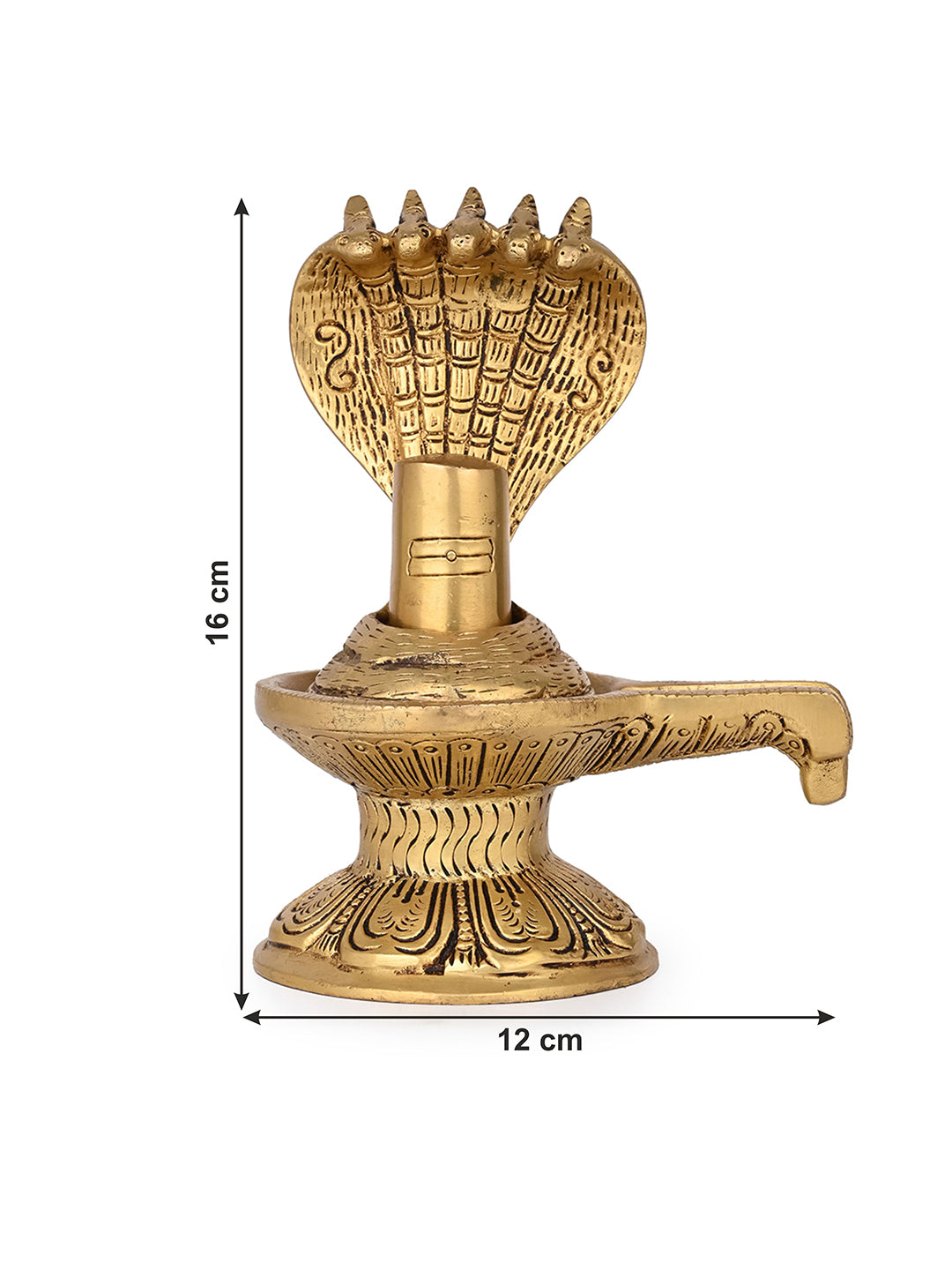 Brass crafted shivling with sheshnag for daily puja rituals - 6 inches