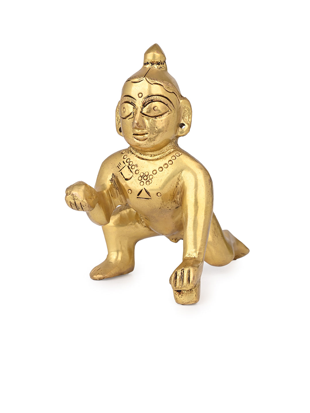 Brass crafted small cute balgopal for home and office daily puja rituals - 4 inches