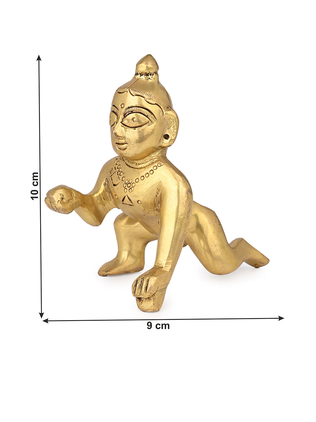 Brass crafted small cute balgopal for home and office daily puja rituals - 4 inches