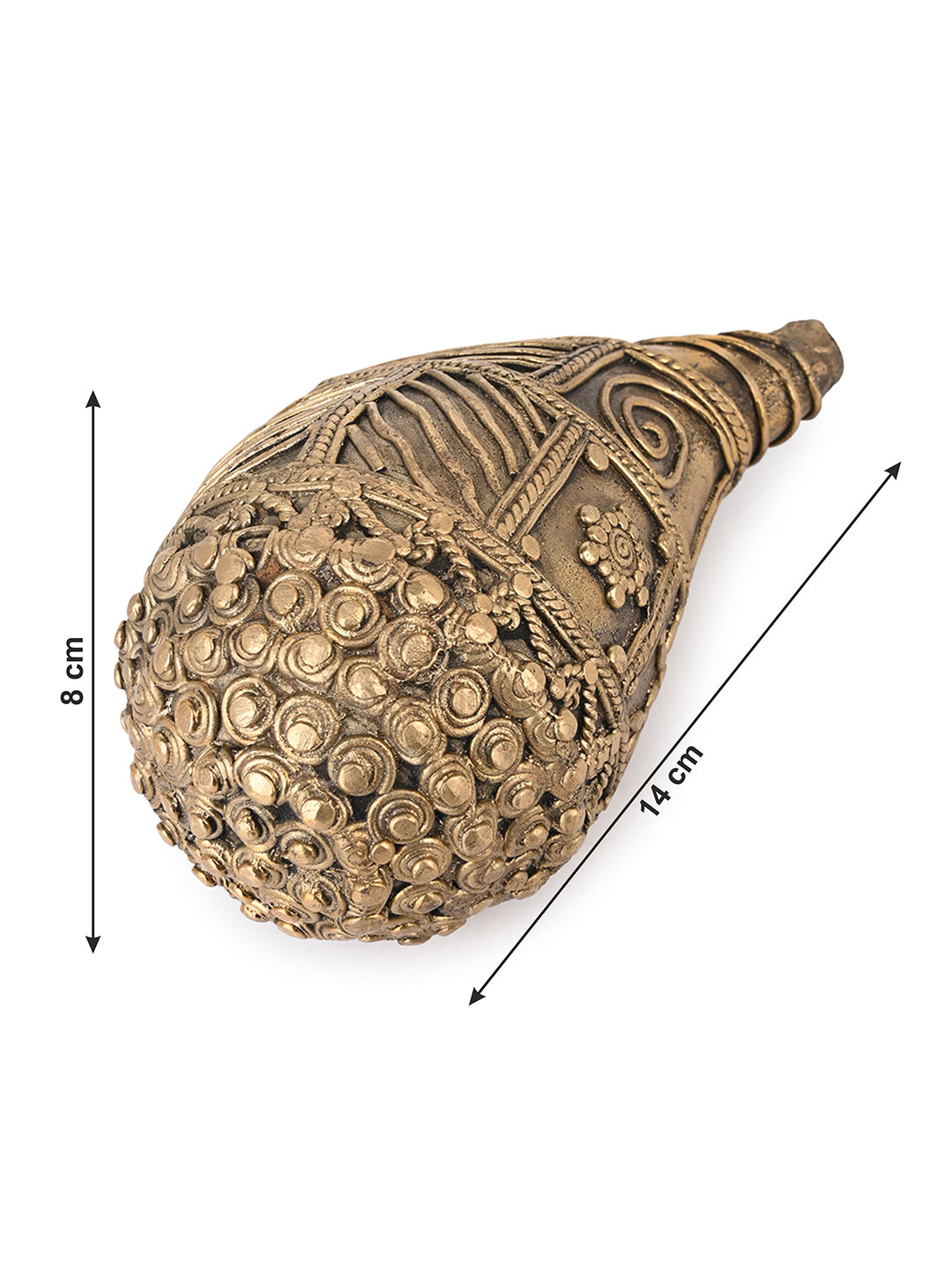 Dokra art decorative conch / sankh for puja or living room statement piece - 6 inches