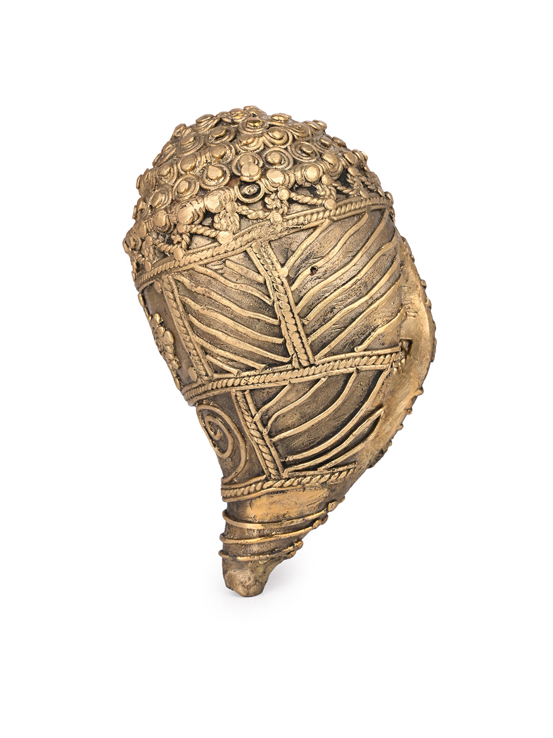 Dokra art decorative conch / sankh for puja or living room statement piece - 6 inches