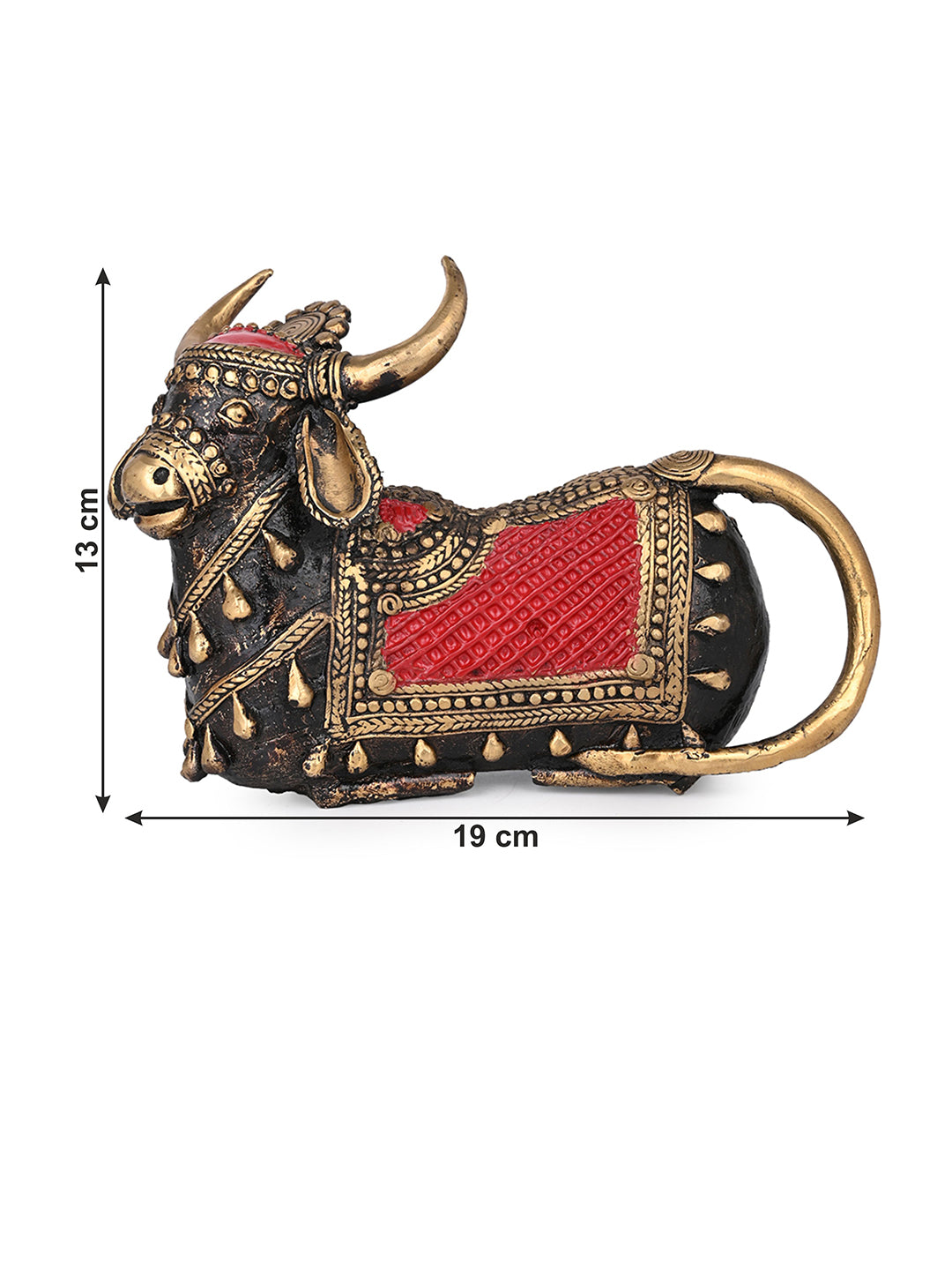 Dokra art colorful nandi maharaj in sitting posture - 8 inches
