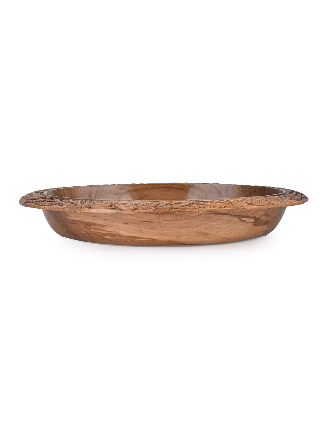 Walnut beautifully carved oval bowl for multipurpose use - 12 inches