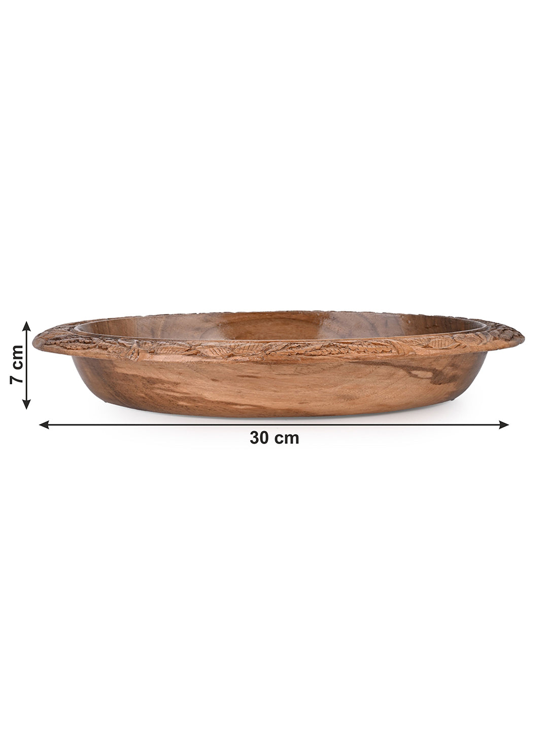 Walnut beautifully carved oval bowl for multipurpose use - 12 inches