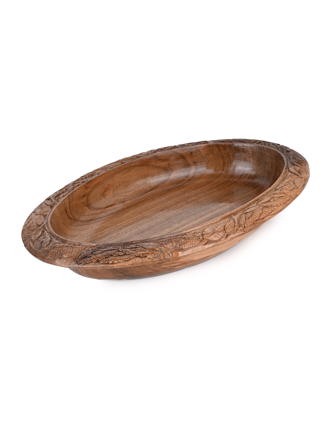 Walnut beautifully carved oval bowl for multipurpose use - 12 inches