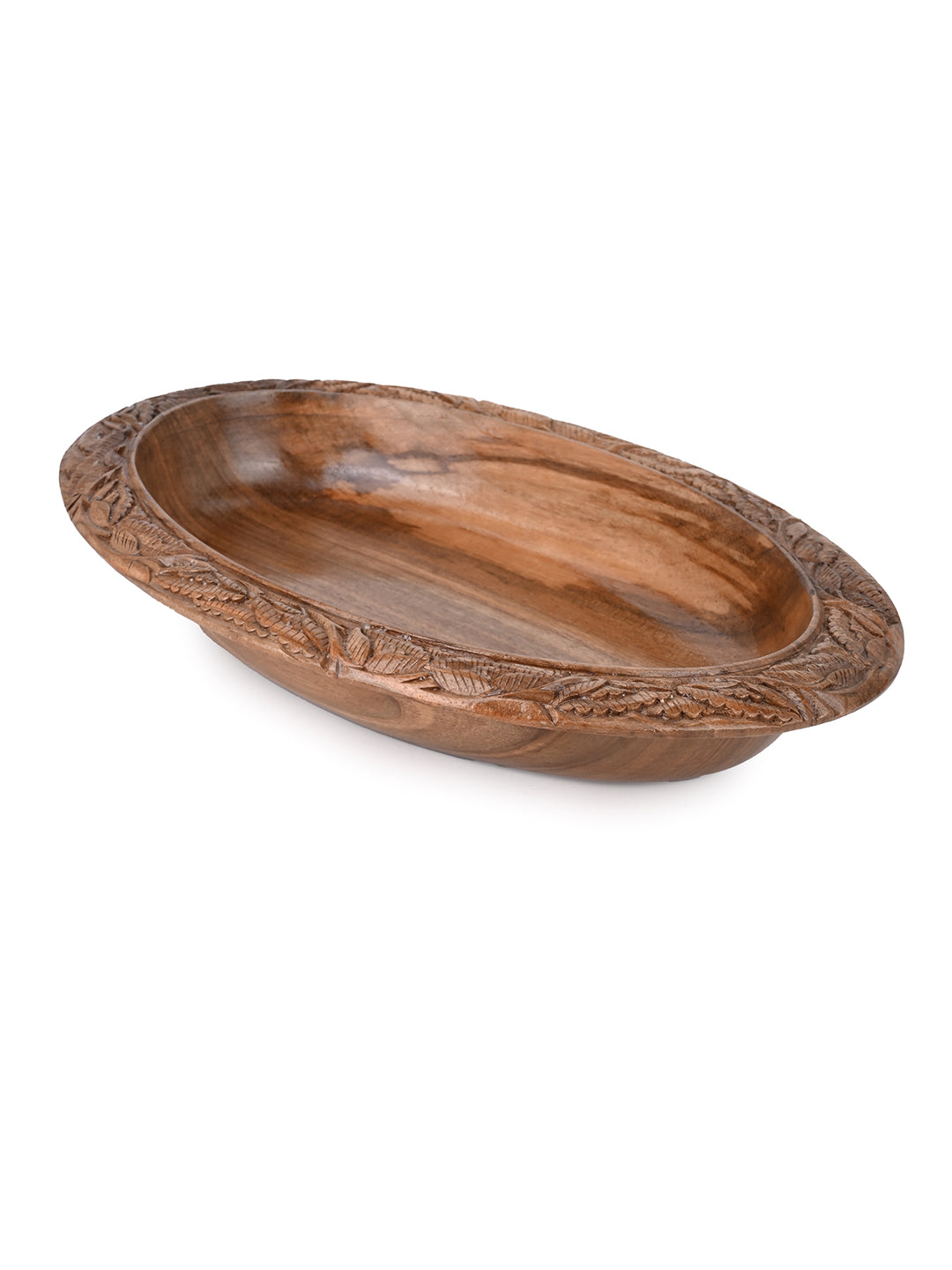 Walnut beautifully carved oval bowl for multipurpose use - 12 inches