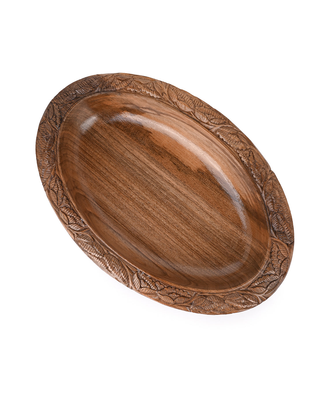 Walnut beautifully carved oval bowl for multipurpose use - 12 inches