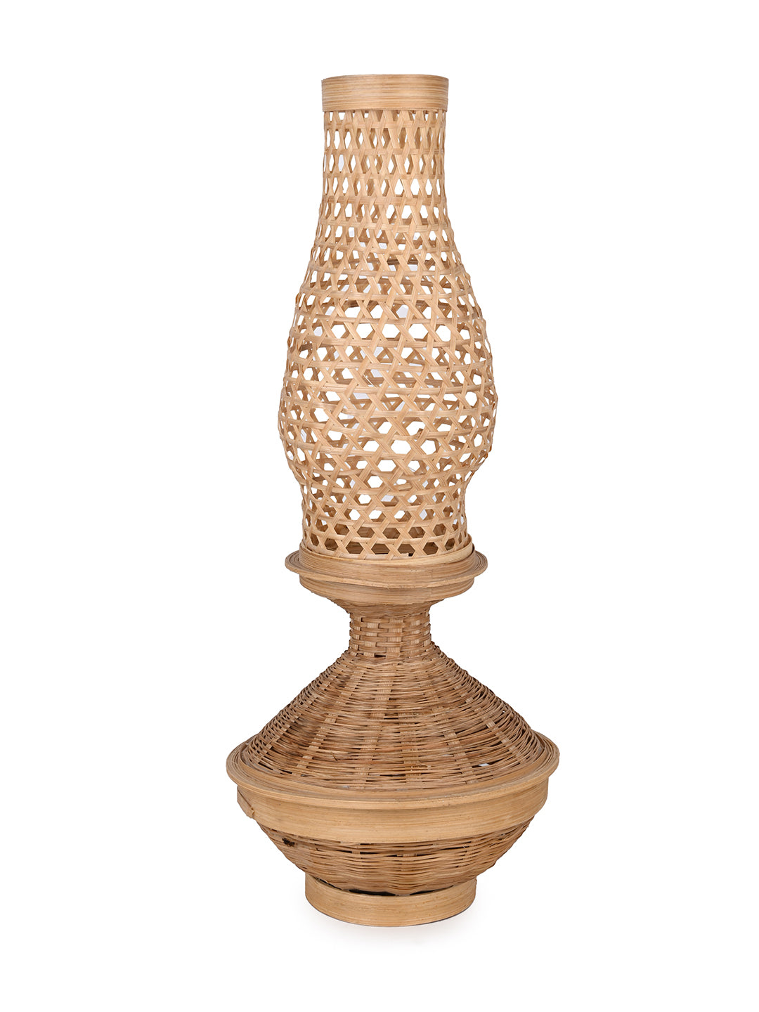 Bamboo weave chimney lantern for home office decor, light not included - 16 inches
