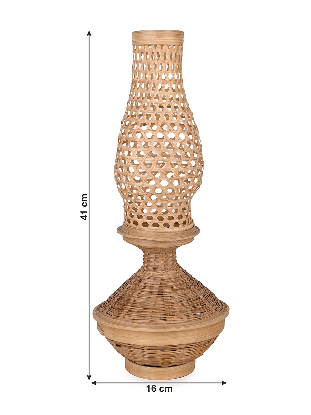 Bamboo weave chimney lantern for home office decor, light not included - 16 inches