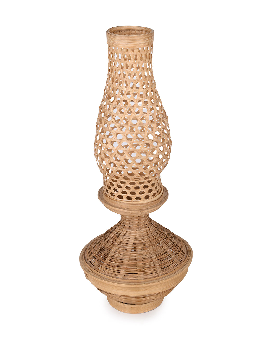 Bamboo weave chimney lantern for home office decor, light not included - 16 inches