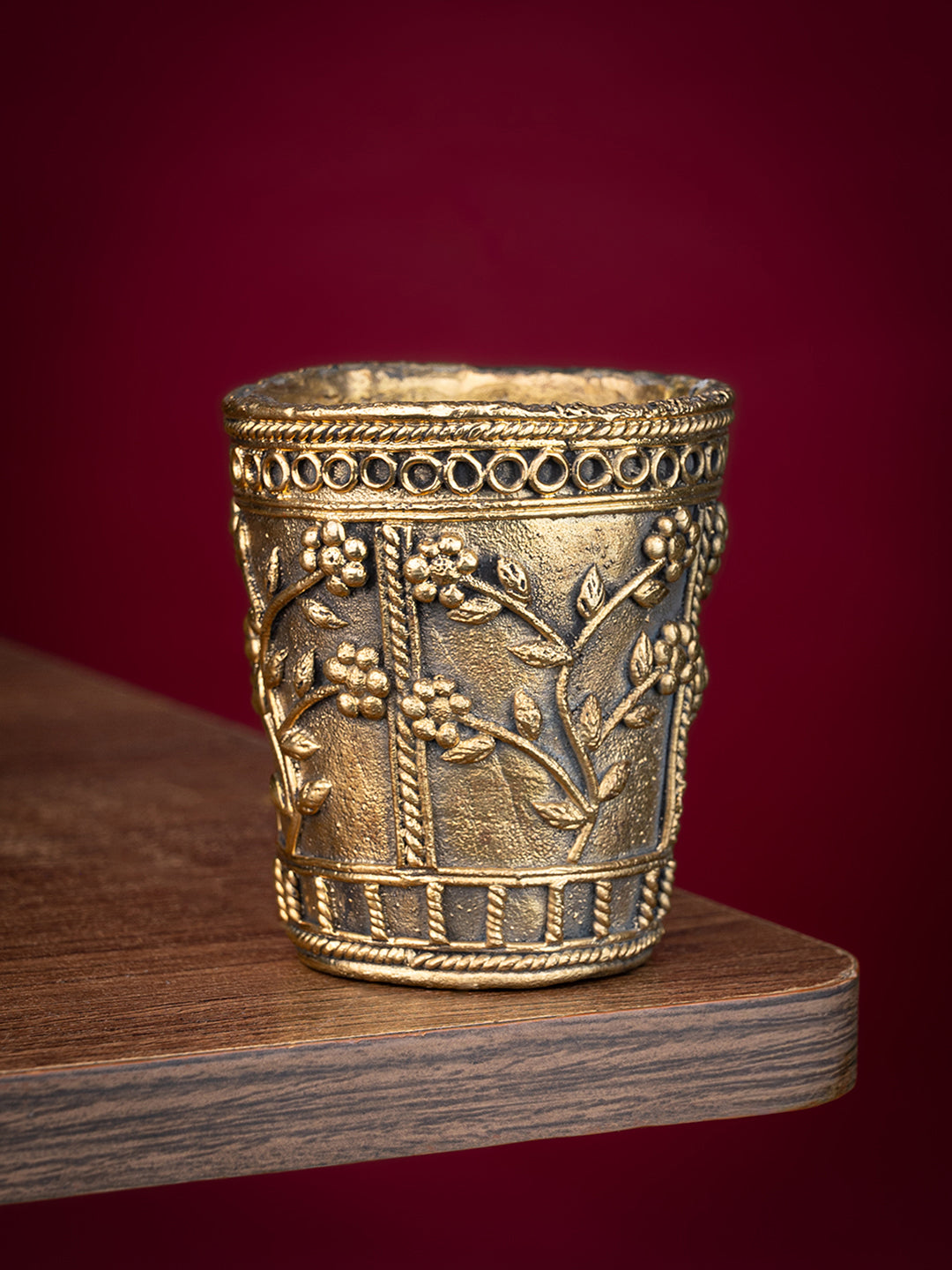 Dokra crafted small tumbler / shot glass for home office decor - 3 inches