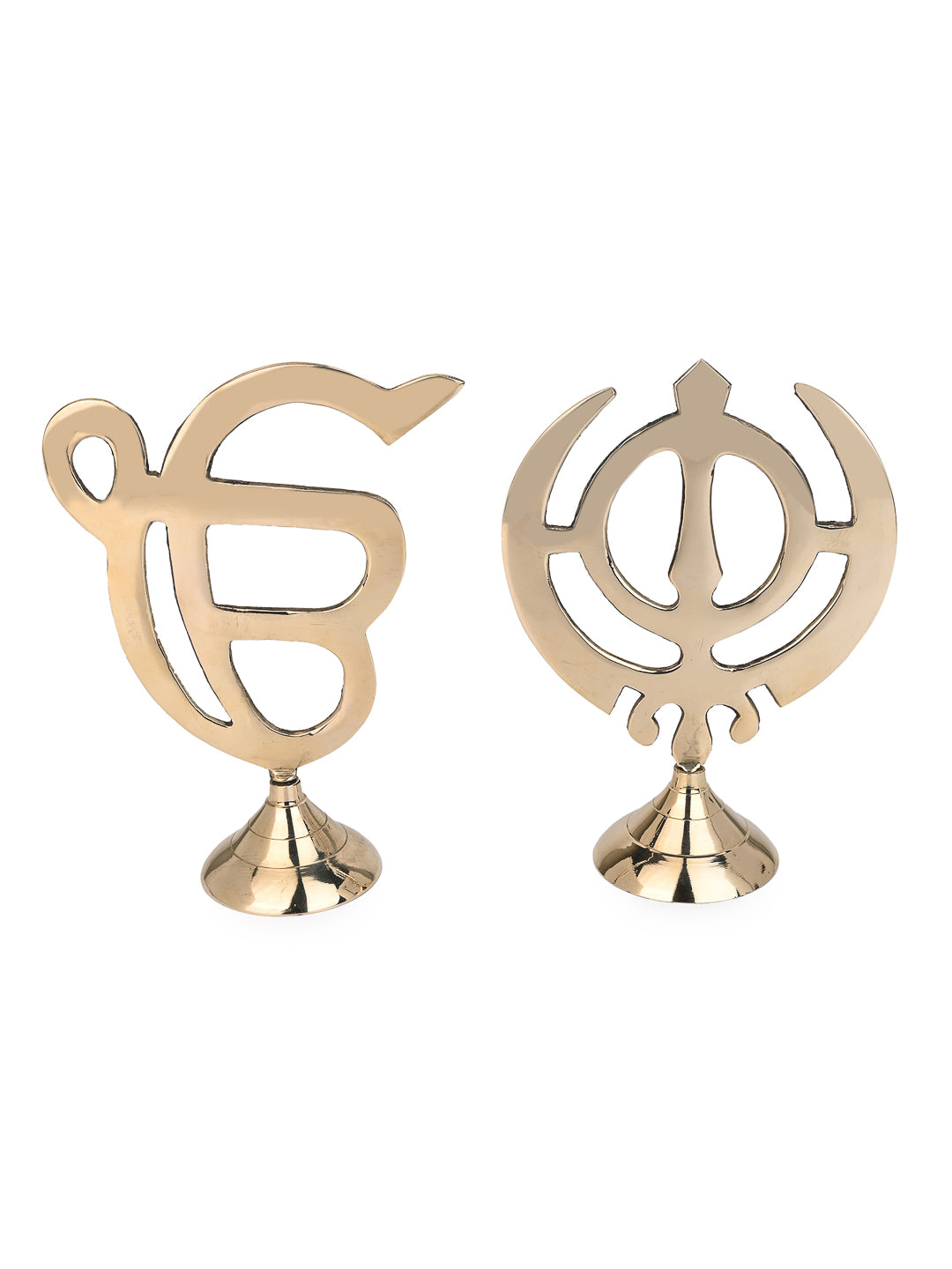 Brass crafted set of Sikh Religious Ek Onkar Khanda Sahib Symbol - 8 inches