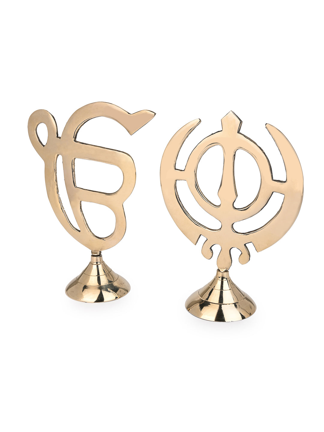 Brass crafted set of Sikh Religious Ek Onkar Khanda Sahib Symbol - 8 inches