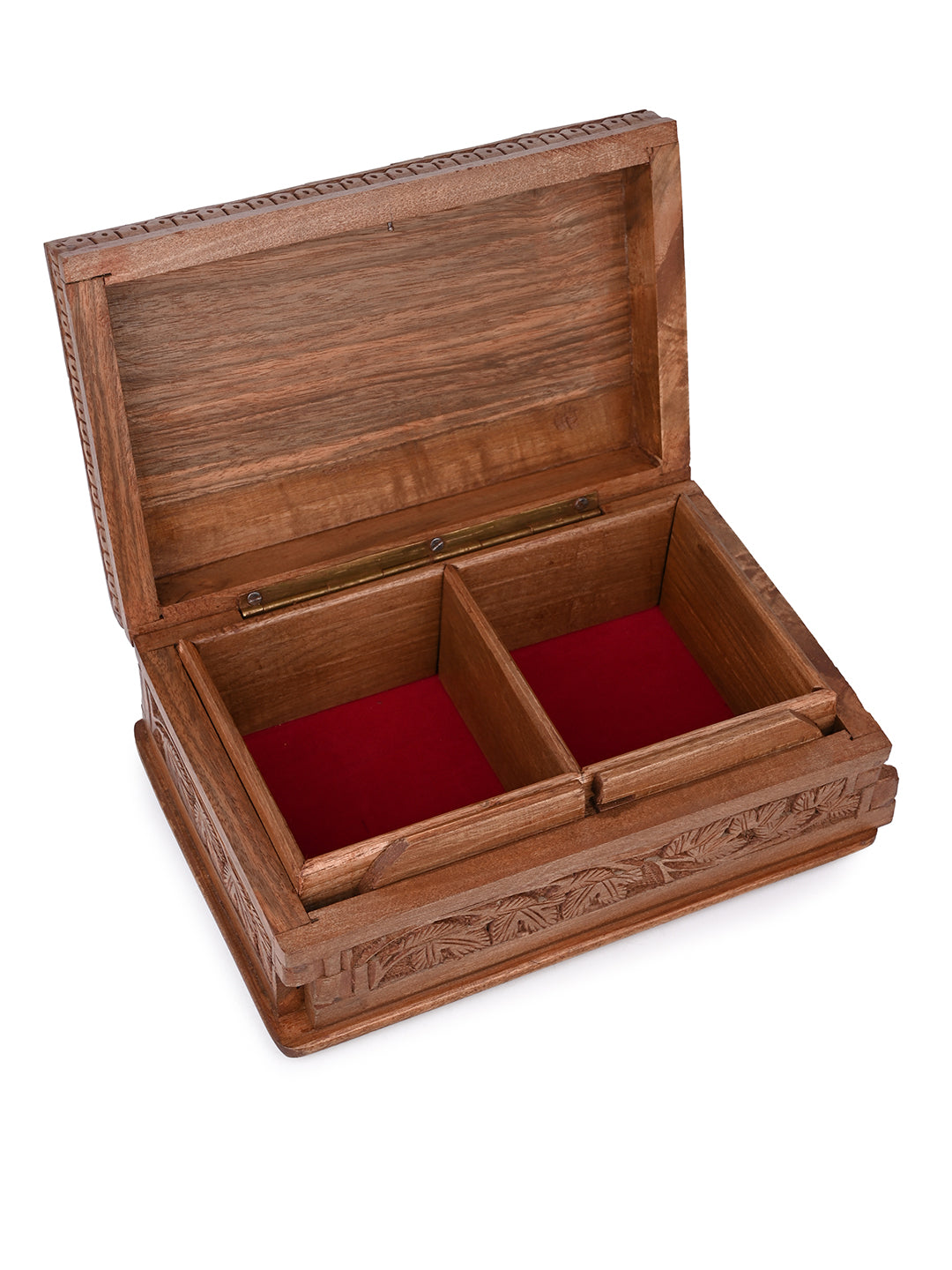 Walnut wood intricately carved jewellery box with hidden lock - 8x5 inches available in assorted designs