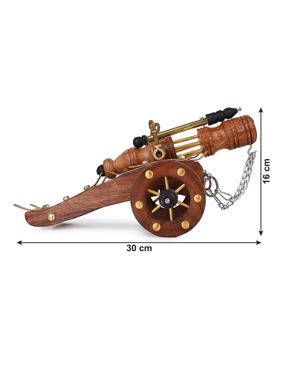 Sheesham wood crafted canon for home office table decor - 12 inches