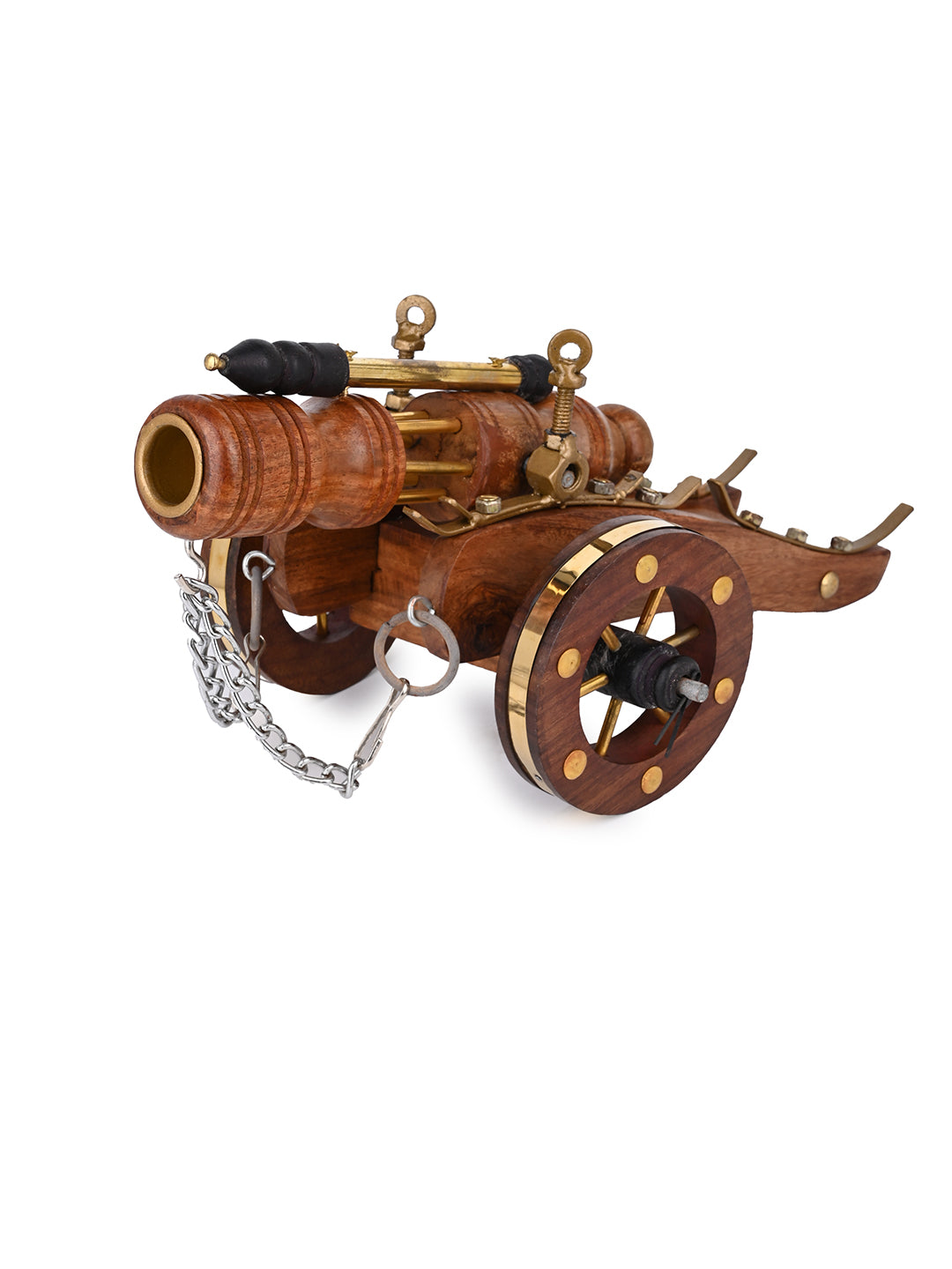Sheesham wood crafted canon for home office table decor - 12 inches