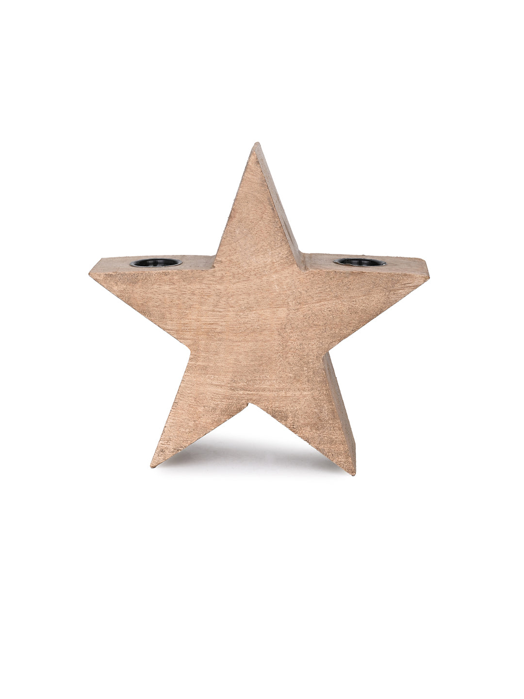 Wood crafted star shaped candle holder set of 3 pcs - 5 inches