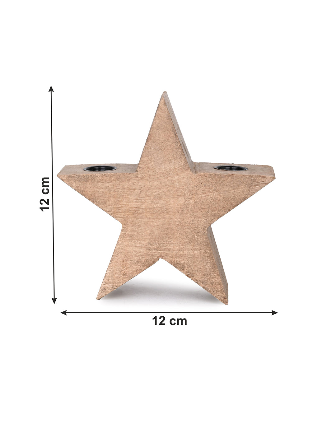 Wood crafted star shaped candle holder set of 3 pcs - 5 inches