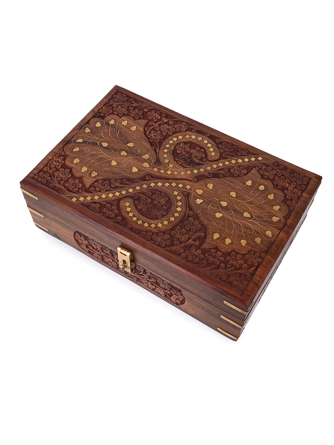Sheesham wood crafted multi purpose jewellery / vanity box - 12x8 inches