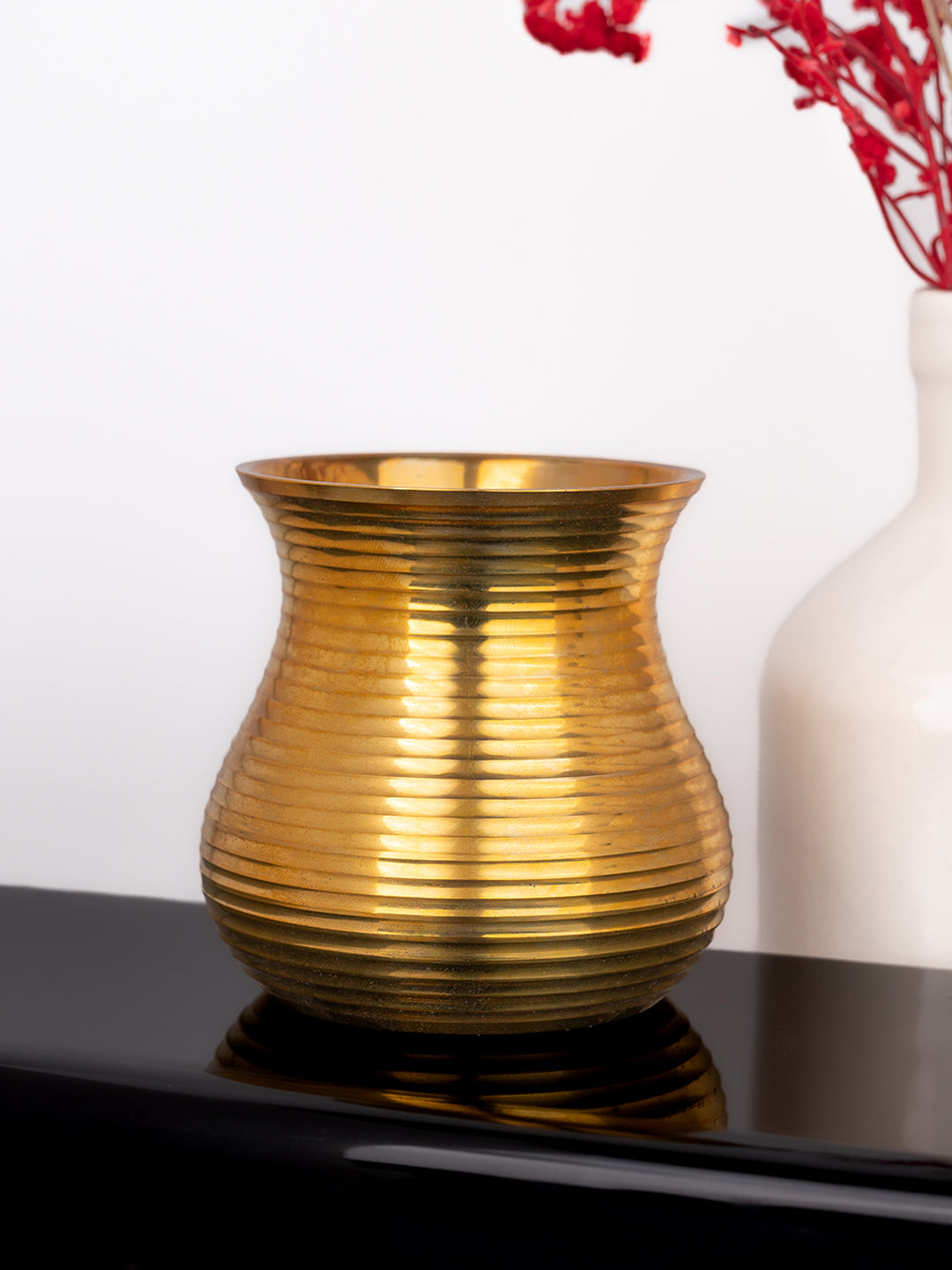 Brass crafted small lota / kalash for everyday puja rituals - 4 inches