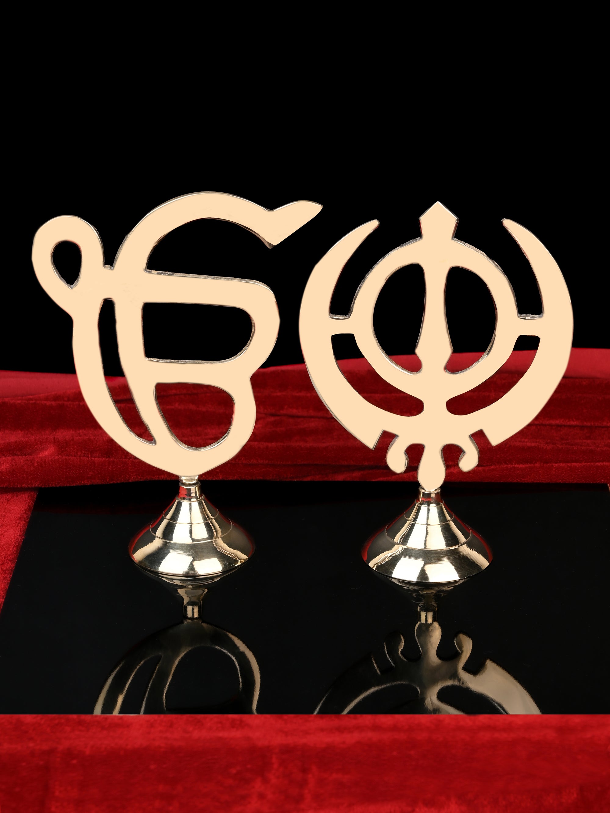 Brass crafted set of Sikh Religious Ek Onkar Khanda Sahib Symbol - 8 inches