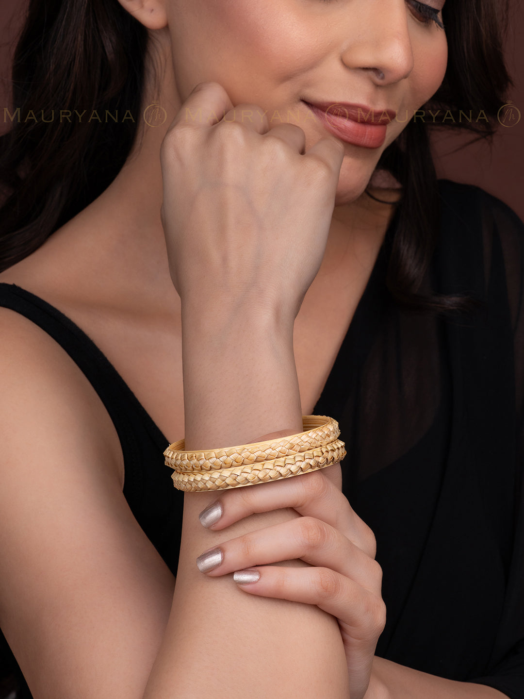 MAURYANA - Bamboo crafted traditional bangles set of 2 - one size