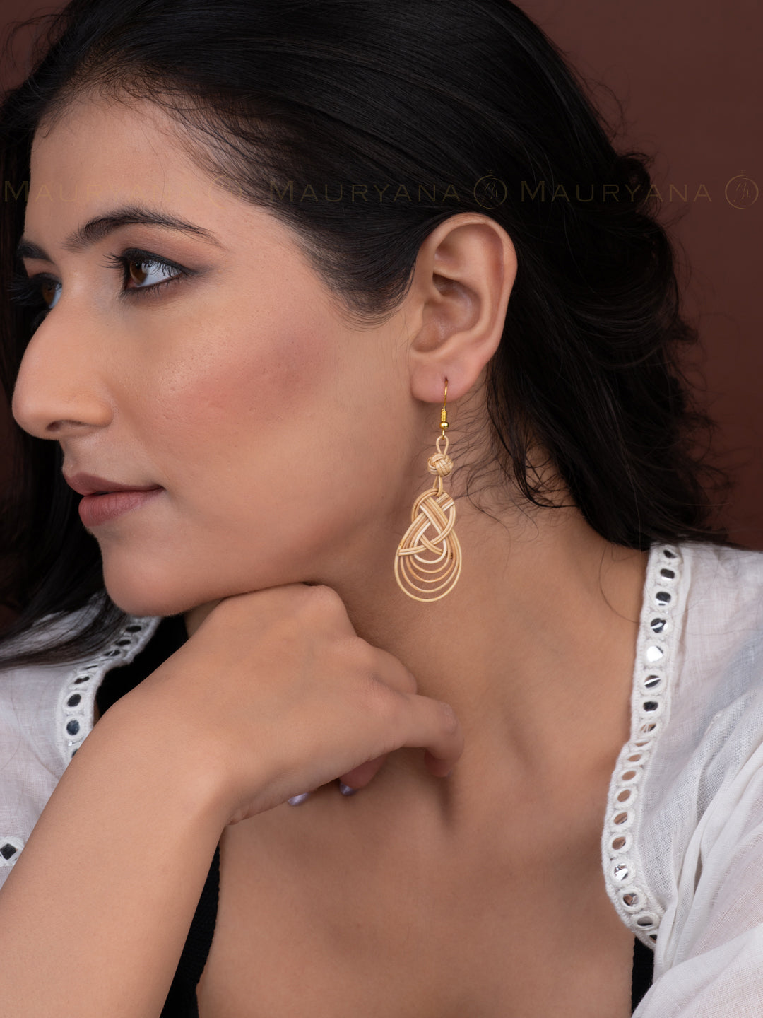 MAURYANA - Bamboo crafted multi layer style earrings superlight