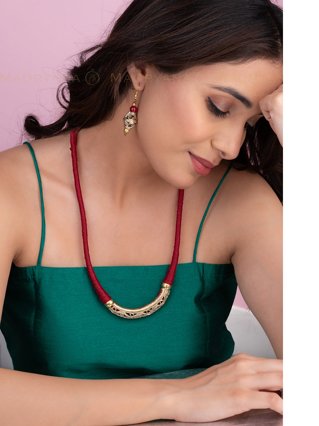 MAURYANA - Dokra craft tribal necklace set with earrings - adjustable length
