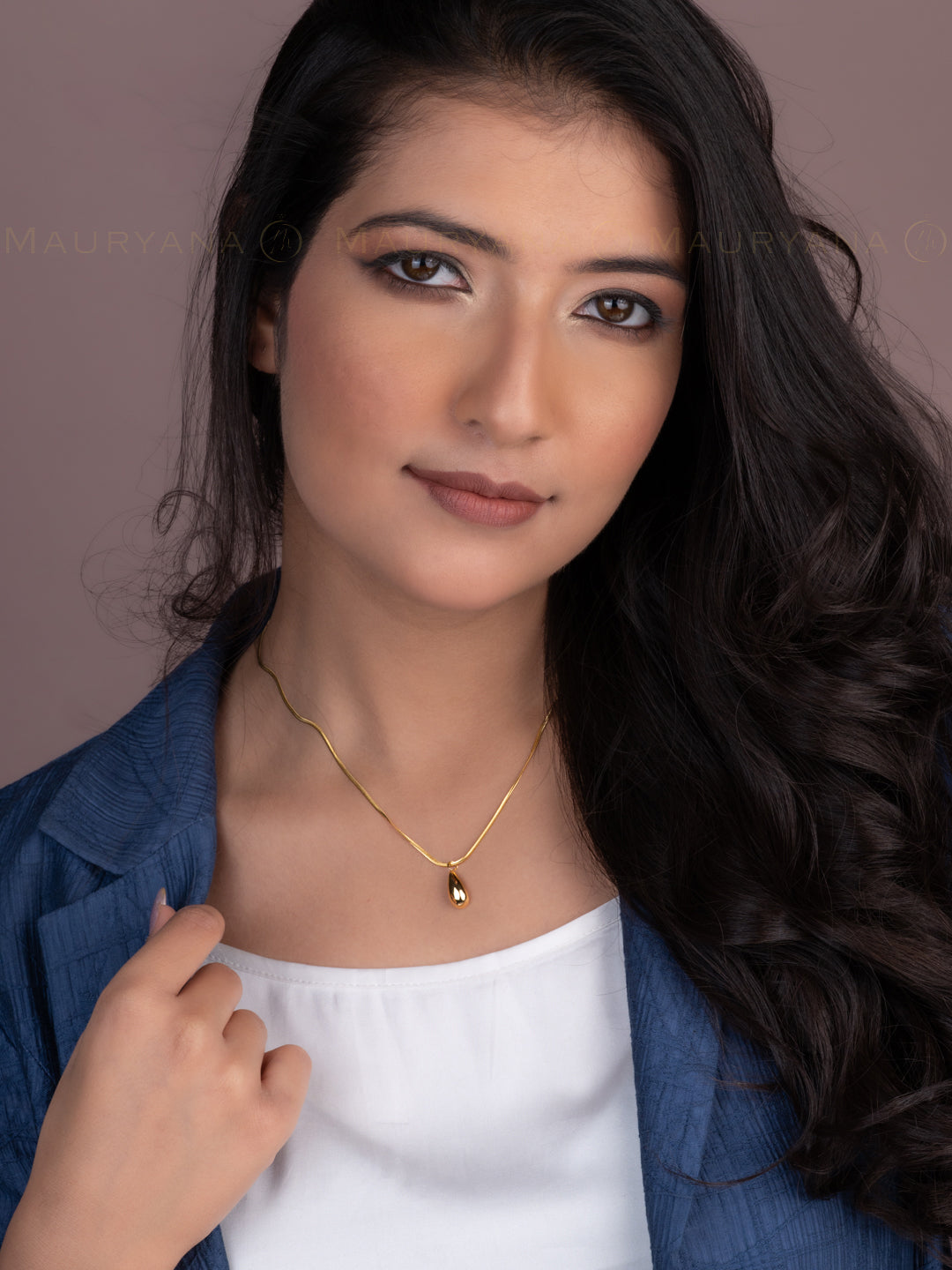 MAURYANA - Elegant Water Drop Style Waterproof Non Tarnish Necklace - one size