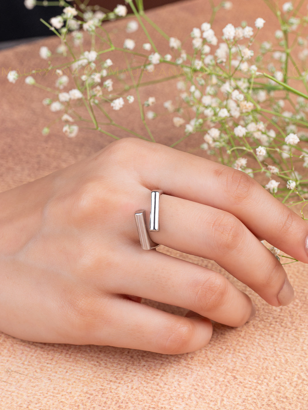 MAURYANA - Copper with Silver Plating Open Ended Cool and Stylish Ring