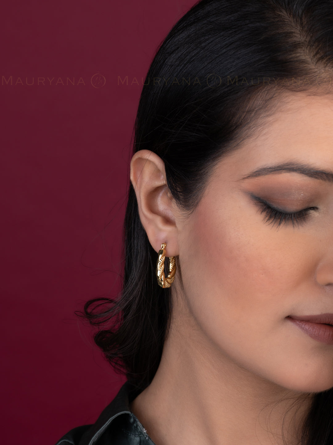 MAURYANA - Stainless Steel 18k Gold Plated Classic Design Pair of Earrings - Waterproof, Non Tarnish