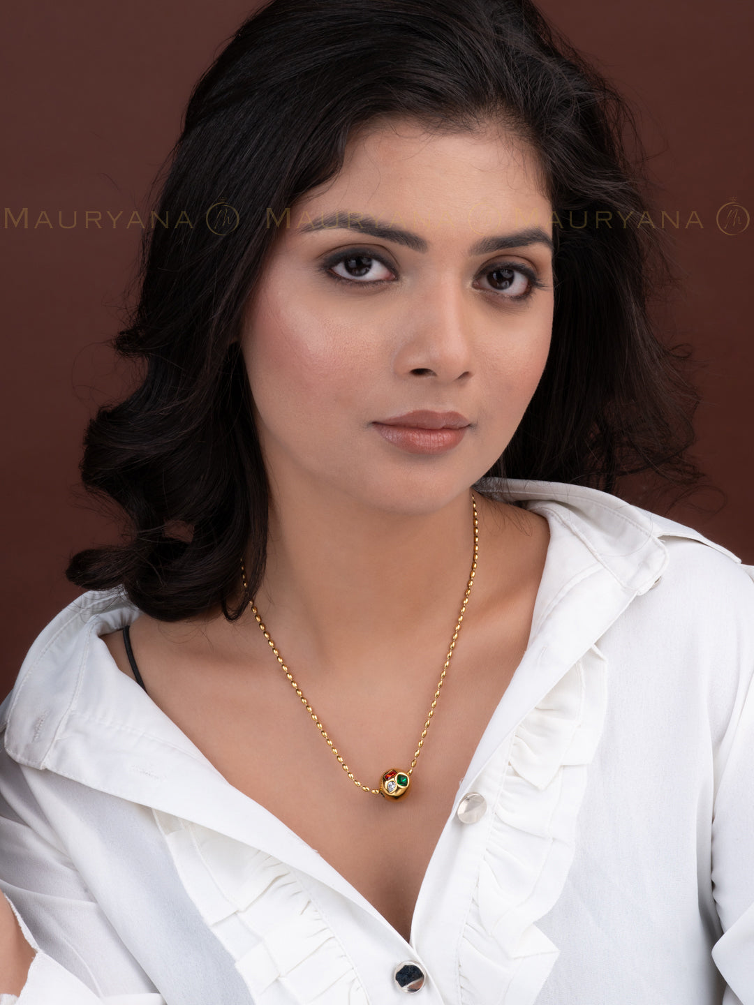 MAURYANA - Stainless Steel 18k Gold Plated Pendant Necklace - one size