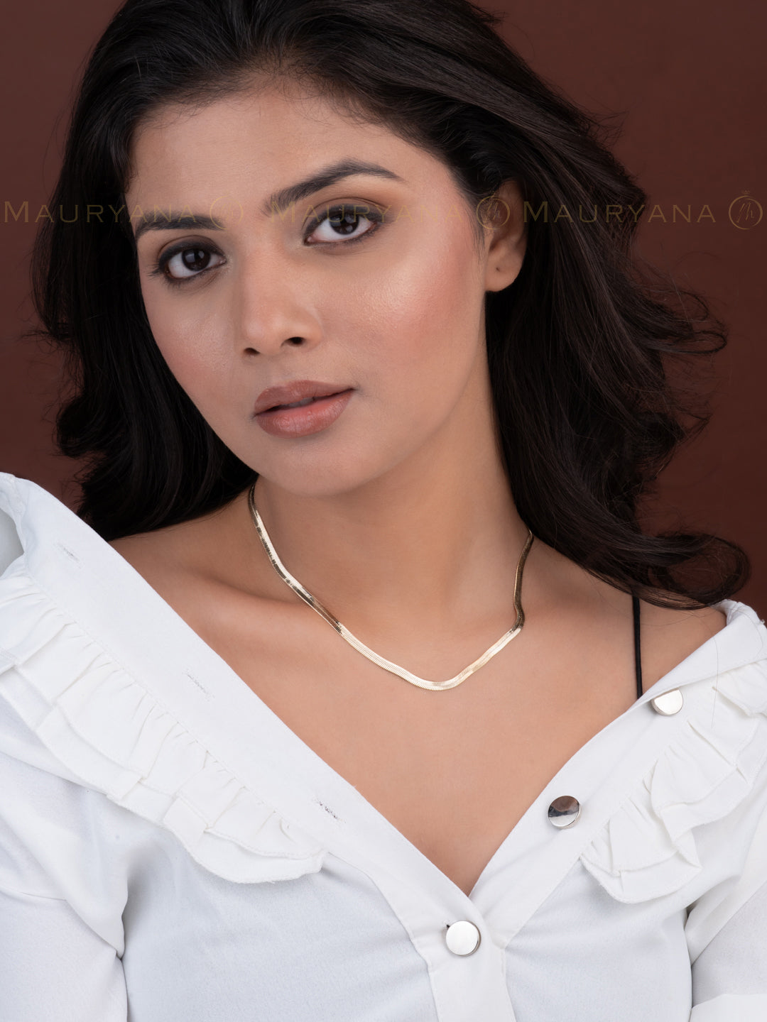 MAURYANA - Simple and Stylish Snake Chain Necklace - Gold Color - One Size