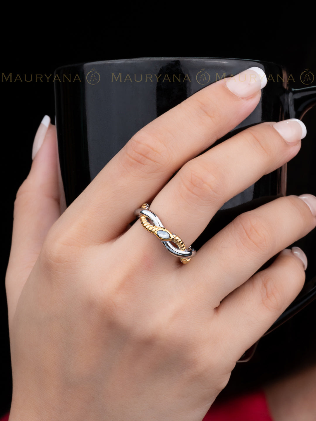 MAURYANA - Sleek and Modern Design Stainless steel 18k Gold Plated Ring
